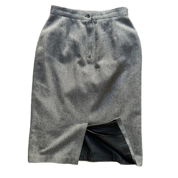 Vintage 80's Women's Wool Tweed Skirt - Black & Gray, Size 12 Made in Yugoslavia - Picture 9 of 9